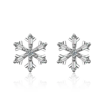 925 Sterling Silver Crystal Snowfake Stud Auskarai Moterims Šalis, Kalėdų Papuošalai Pendientes Mujer Moda eh1067
