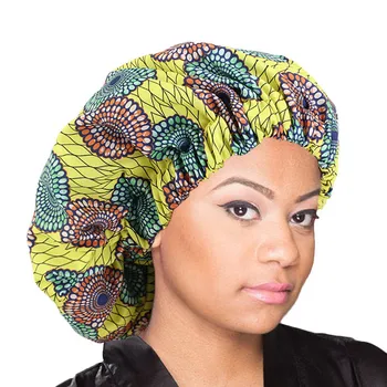 Afrikos Modelis Ankara Spausdinti Variklio Dangčio Moterų Nakties Miego Bžūp Satino Pamušalas Minkštas Labai Didelis Galvos Dėvėti Ponios Headwrap Plaukų Priežiūros Skrybėlę