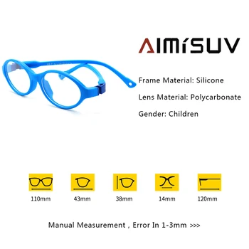 AIMISUV 2020 Mados Unisex TR90 Lankstus Ultralight Akinius Rėmo Kids Pink Optinis Aišku, Silikono Akiniai Vaikams UV400