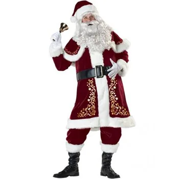 Aksomo Deluxe Santa Claus Tėvas Cosplay Kostiumas, Kalėdinis Kostiumas Suaugusiųjų Fancy Dress Pilnas Komplektas Cosplay Kalėdų Rinkiniai ecoparty