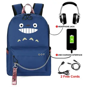 Anime Mano Kaimynas Totoro Katė USB Prievado, Krepšiai, Kuprinės Mokykla Kelionių Knyga Berniukams, Mergaitėms Krepšiai Nešiojamas Ausinių, USB Prievado
