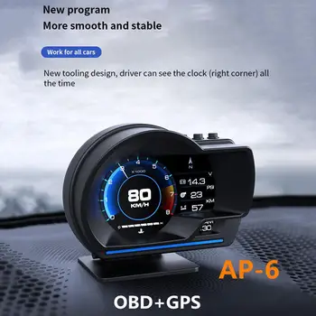AP-6 OBD+GPS Smart Daviklis Spidometro Skaitmeninis Skaitiklis, Signalizacija, Greičio Matuoklis Dviguba Sistema Su 9-ekrano Sąsaja Transporto priemonių, Universalus