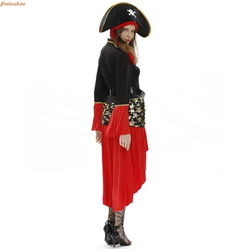 Ataullah Moterų Karibų Piratų Kapitonas Kostiumas Helovinas Vaidmenų Cosplay Kostiumas Medoeval Gotikos Išgalvotas Moteris Suknelė DW004