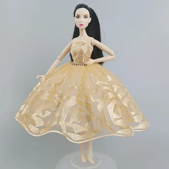 Aukso Baleto Tutu Suknelė Barbie Lėlės Komplektus Drabužių 1/6 Lėlės Priedai kalnų krištolas 3 sluoksnių Sijonas Kamuolys Šalis Suknelė Žaislai