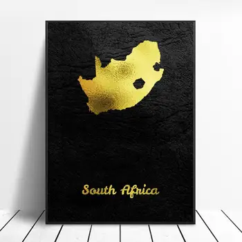 Aukso Žemėlapį, Pietų Afrika, Drobės, Sienos Menas Spausdinti Modernus Plakatas Sienos Nuotraukas Kambarį Dekoro