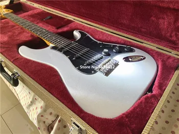 Aukštos kokybės paveldo klasikinis metalo sidabro ir 6-string elektrinė gitara retro geltona rožė kselofonu kaklo nemokamas pristatymas