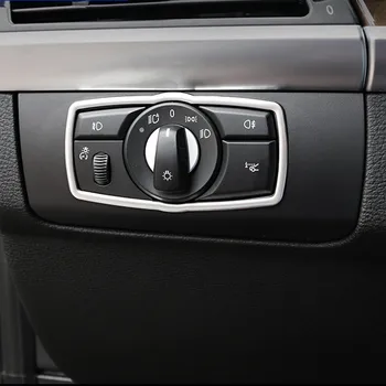 Automobilio Prietaisų skydelis priekinis žibintas Mygtukas Rėmo Dekoratyvinės Padengti Apdaila, Nerūdijančio Plieno, Lipdukai BMW X5 E70 