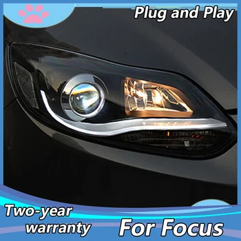 Automobilio Stilius 2012-m. Ford Focus, LED Žibintai Naujas Focus3 DRL Dvigubo Objektyvo Šviesos H7 HID Xenon bi-xenon 