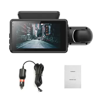Automobilių Brūkšnys Cam HD 1080P Automobilių Vairavimo Diktofonas, DVR, G Sensor Dual Brūkšnys Fotoaparato 24 valandų Naktinio Matymo automobilių Stovėjimo aikštelė Stebėti Vaizdo įrašymas