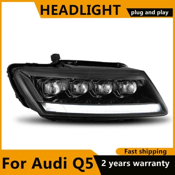 Automobilių Stiliaus Audi Q5 Žibintai 2009-2018 Q5 Visi LED Žibintų Dinamiškas posūkio signalo DRL LED Dvigubo Objektyvo Šviesos sklaidytuvas