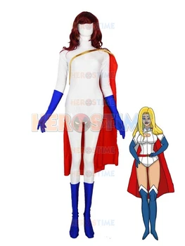 Balta Nauja Elektros Mergina kostiumas Spandex Moterų Supermeno Kostiumą Lady Cosplay Komiksų Kostiumas Helovinas Zentai Catsuit