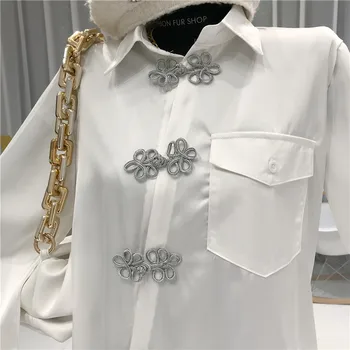 Balti Marškiniai, Moterų Ilgas Rankovėmis 2020 Metų Vasaros Naujo Dizaino Prarasti Nereguliarus Šaltas Vėjas Mados Marškinėliai
