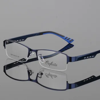 BCLEAR Vyrų verslo akinių rėmo pusė rėmo akiniai rėmeliai titano lydinio ultra-light trumparegis optinių rėmelių TR kojos S2387