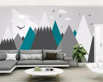 Beibehang tapetai kambarį Šiuolaikinės abstrakčių geometrinių kraštovaizdžio paukščių freskos tv fono sienos papel tapiz 3d tapetai