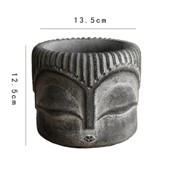 Cemento Budos Galvos Vaza Silikono Sodinamoji Formų 3D Mielas Žmogaus Veido Betono Silikagelio Vazonas Pelėsių