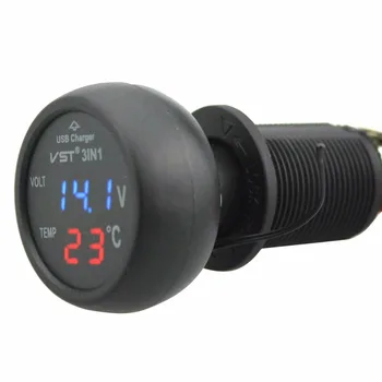 Cigarečių Degiklio 3 In 1 Daugiafunkcį Automobilinis USB Įkroviklis Termometras voltmetras Voltmeter Monitorius su 2.1, USB Kroviklis