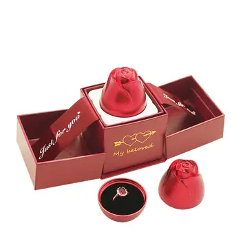 Creative Vestuvių Rožės Žiedas Dėžės Papuošalai Ekranas atmintis Atveju Aksominis Pamušalas Mados Dalyvavimas Santuokos Valentino Dienos Dovanų Dėžutėje