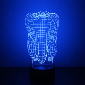 Dantų 3D LED Nakties Šviesos Fantastinis Iliuzija Akrilo Spalvinga, Vaikams, Kūdikių Miegamasis USB Stalo Lempa Cool Lempos Kaip Dovana Odontologas