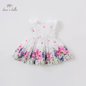 DB13641 dave bella vasaros baby girl mielas gėlių spausdinti užtrauktukas, suknelė vaikų mados šalis suknelė vaikams kūdikiams lolita drabužiai