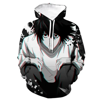 Death Note, Hoodies Anime Stiliaus Gobtuvu Palaidinukė Vyrai Moterys Cosplay Sporto Atsitiktinis Megztinis Hoodie Pavasario Mados Hip-Hop Viršų Male