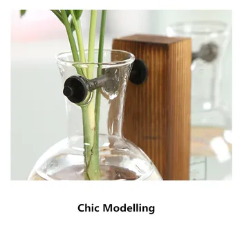 Derliaus Stiklo Hydroponic Augalų Skaidri Vaza Elegantiškas Stalo Vaza, Mediena, Augalų Konteinerių Sodinti Gėlių Namų Puošybai