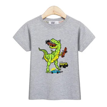 Dinozaurų Karai vaikai tees atsitiktinis vasaros t-marškinėliai berniukui trumpomis rankovėmis spaudinių viršūnės T-rex berniukų drabužius, O-kaklo medvilnės marškinėliai vaikas tee