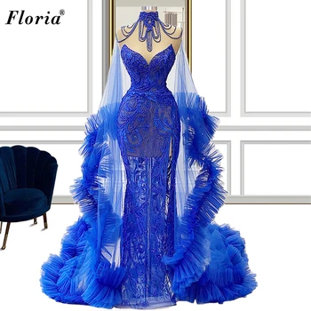 Dviejų Dalių Royal Blue Prom Dresses 2020 Duobute Nėrinių Kokteilis Suknelės Undinė Vakaro Suknelės Vestido De Fiesta De Boda