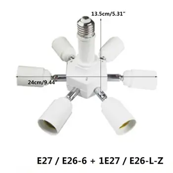 E26 E27 7 in 1 LED Lemputės Lizdo Adapteris, Splitter, Standartinės Lempos Laikiklis Bazės Konverteris, skirtas Namų Komercinės Apšvietimas