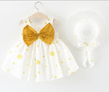Emmababy Mielas Kūdikis Vaikų Mergaičių Suknelė Dot Bowknot Suknelės+Hat Atsitiktinis Šalies Sundress Drabužius 6M-3Y