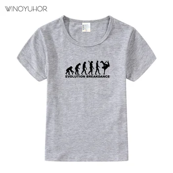 Evoliucija Breakdance Spausdinti marškinėliai Medvilnės Baby Mergaičių, Vaikų trumpomis Rankovėmis O-kaklo T-shirt Hip-Hop Berniukai Tee Viršūnes Drabužiai
