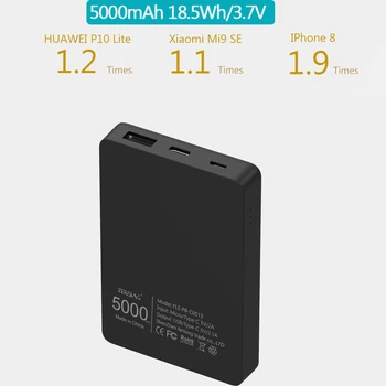 FERISING Slim Mini Galios Banko 5000mAh Nešiojamų PowerBank 5000 mAh USB Typc C PoverBank Išorės Baterijos Įkroviklio Xiaomi Bankai