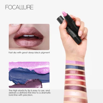Focallure 8 spalvų Lūpų dažai Metallic Spalva, Lūpų Dažų Drėkinantis Matinis lūpų dažų atsparumas vandeniui Lūpų Blizgesys Stick