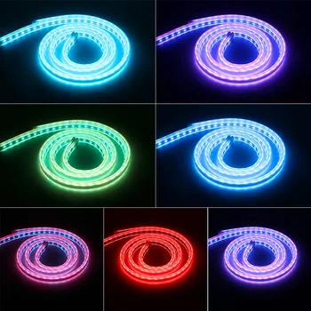 FORAUTO Automobilio LED Durų Šoniniai Žiburiai RGB Apdailos Lanksti Juostelė Šviesos Streamer Auto Durų Lempos Nuotolinio Valdymo Atmosfera Lempos