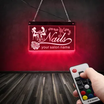 Grožio Salonas Custom Jūsų Salonas Pavadinimas Akrilo Lenta LED Neonas Pasirašyti Nagų Mados Salonas Nuotolinio Valdymo Sienos Lempos