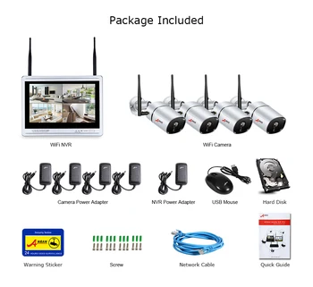 H. 265 CCTV 12 Colių LCD 1080P 4CH NVR Rinkinys Stebėti, 36 IR Lauko IP WIFI vaizdo Kameromis Saugumo Belaidžio ryšio Sistemos Rinkinys, 1 TB HDD