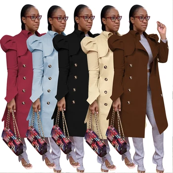 HAOYUAN Atsitiktinis Tranšėjos Paltai Moterims ilgomis Rankovėmis Mygtuką Rudenį Žiemos Drabužių Mados Streetwear Elegantiškas Viršutiniai drabužiai Cardigan Paltai