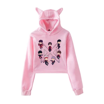 Harajuku Hoodies Palaidinukė Moterų MONSTA X Atlikite Hoodie Rožinės spalvos Drabužius Kpop Drabužius Mergaitėms Streetwear Žiemos Ilgos Rankovės Viršų