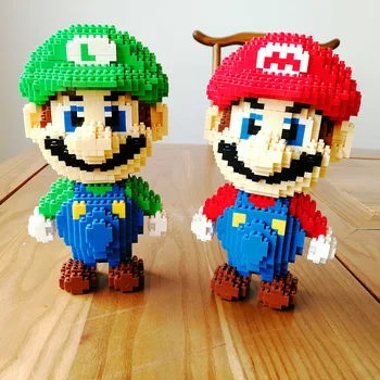 HC Super Vaizdo Žaidimas Mario Bros Herojus Luigi 3D Modelį Statybinių Blokų Rinkinį 