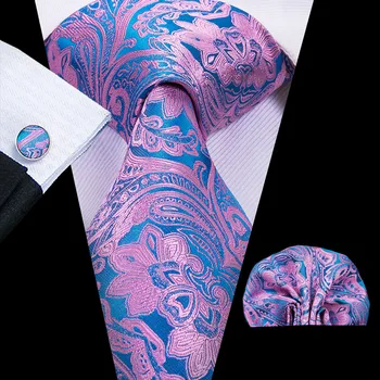 Hi-Tie Šilko Gėlių Blue Navy vyriški Kaklaraištis Nustatyti 8,5 cm Vestuvių Ryšius Vyrų Naujo Dizaino Hanky rankogalių segtukai Aukščiausios Kokybės Necktie