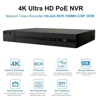 Hikvision OEM 8CH 4K NVR 4/6/8pcs 4K IP Kamera su POE IP Apsaugos Sistemos Komplektas vidaus/Lauko CCTV Vaizdo Stebėjimo 2,8 mm P2P