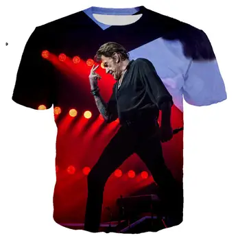 Johnny Hallyday Marškinėliai Roko Marškinėlius 3D Spausdinimo Unisex Atsitiktinis Streetwear Hip-Hop Tee Marškinėliai Homme Drabužių Viršūnes Camiseta Hombre 5XL