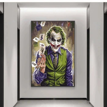 Joker Plakatas Portretas Meno Tapybos Drobės Cuadros Plakatų Spausdinimo Sienos Meno Kambarį Namų Dekoro (be Rėmelio)