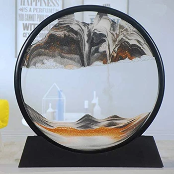 Judančios Smėlio paveiksl Turas Stiklo 3D Giliai Jūros Sandscape Judesio Ekrane Teka Smėlio Rėmas(12inch)