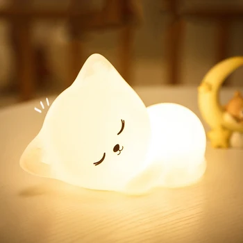 Katė šviesos naktinės šviesos diodų (LED) miega naktį šviesos animacinių filmų fotografavimo šviesos USB įkrovimo dovana vaikams