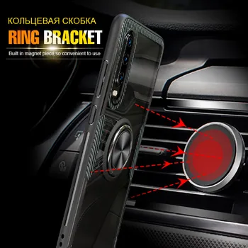 KEYSION Prabanga Slim atsparus smūgiams Metalo Magnetinių Automobilių Žiedas Atveju, Huawei 30 P20 Pro Lite Minkštas Silikoninis Dangtelis Mate 20 Pro Lite