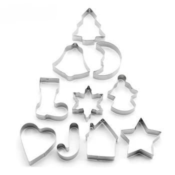 KHGDNOR 10vnt/set Nerūdijančio Plieno Cookie Cutter Kalėdų Žvaigždė Širdies Medžio Kojinių Formos Pelėsių Kalėdinių Sausainių Serijos Žirklės