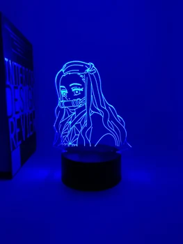 Kimetsu Nr. Yaiba Nezuko Kamado Pav 3D Led Nakties Šviesos Miegamojo Puošimas naktinė lempa Vaikams, Vaikų Stalo 3d Lempos Demon Slayer Dovana