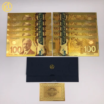 KL 10vnt per daug Valiuta Banque Du Kanados Suvenyrų Banknotų 100 Kanados Doleris Aukso Folija Banknotų Sąskaitą