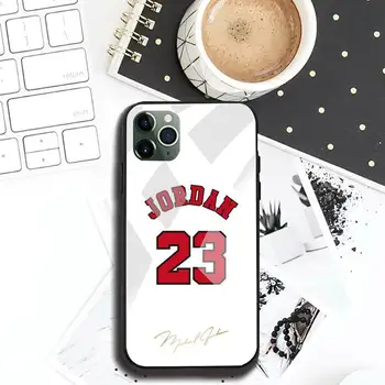 Krepšinio Jordanija 23 Telefoną Atveju Grūdintas Stiklas iPhone 11 Pro XR XS MAX 8 X 7 6S 6 Plus SE 2020 atveju