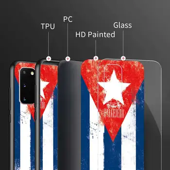 Kubos Vėliava Meno Grūdintas Stiklas Telefono dėklas Samsung S21 S20FE S20 Ultra 5G 10 Plius S10 Lite S10e S9+ Galinio Dangtelio Coque 